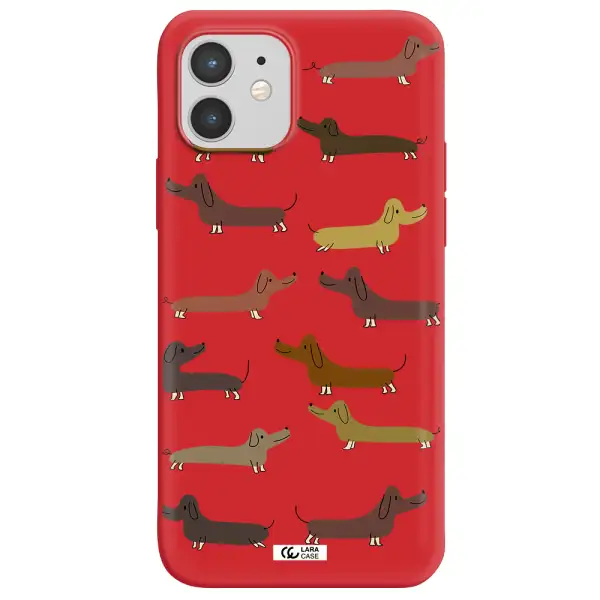 Dachshund Dogs Apple iPhone 12 mini Silicone Imperial Red Case