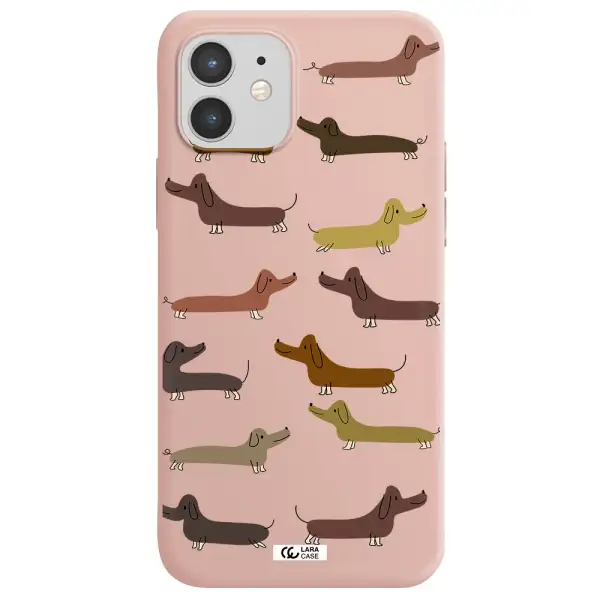 Dachshund Dogs Apple iPhone 12 mini Silicone pastel pink Case
