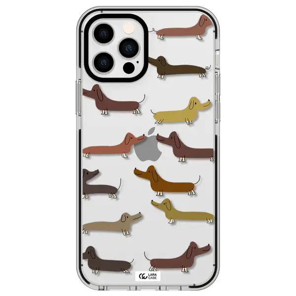 Dachshund Dogs Apple iPhone 12 pro impact black border Case