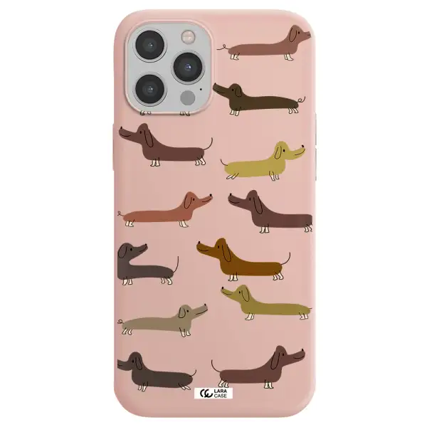 Dachshund Dogs Apple iPhone 12 pro max Silicone pastel pink Case