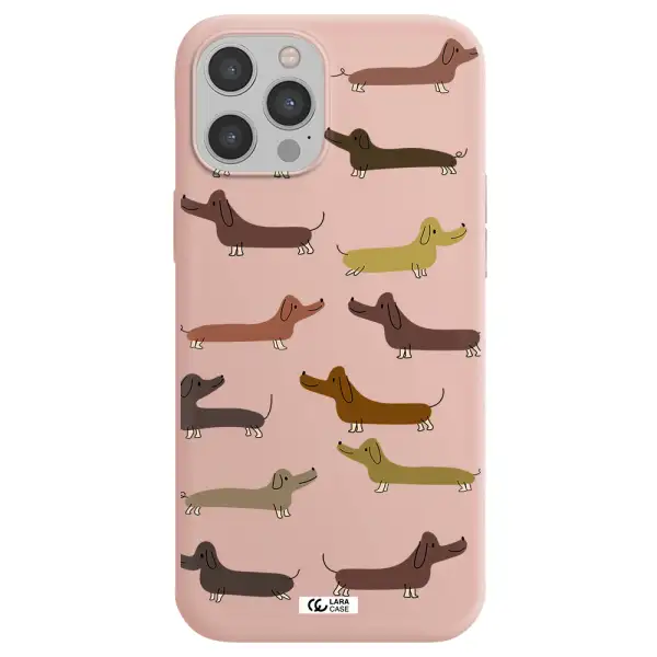 Dachshund Dogs Apple iPhone 12 pro Silicone pastel pink Case
