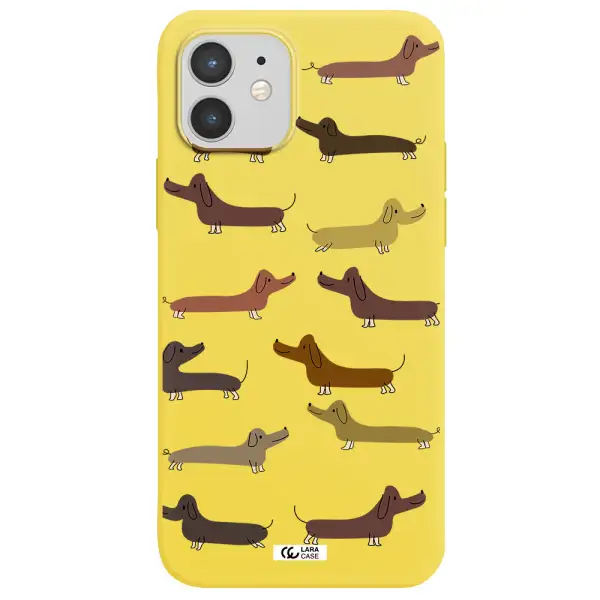 Dachshund Dogs Apple iPhone 12 Silicone canary yellow Case