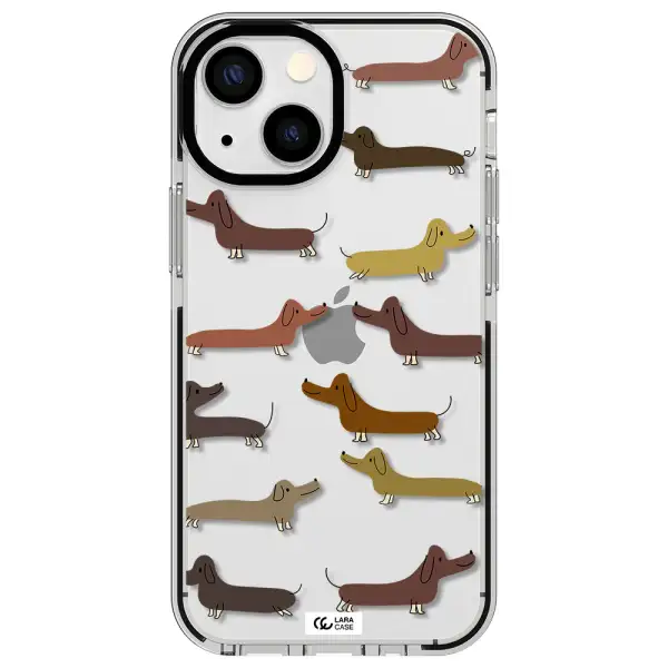 Dachshund Dogs Apple iPhone 13 mini impact black border Case