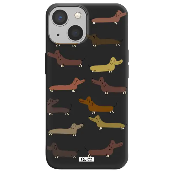 Dachshund Dogs Apple iPhone 13 mini Silicone black Case