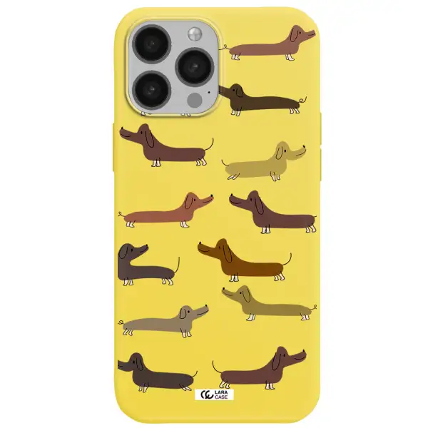 Dachshund Dogs Apple iPhone 13 Pro Max Silicone canary yellow Case