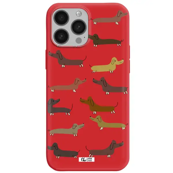 Dachshund Dogs Apple iPhone 13 Pro Max Silicone Imperial Red Case