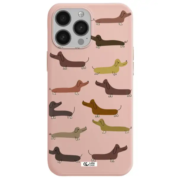 Dachshund Dogs Apple iPhone 13 Pro Max Silicone pastel pink Case