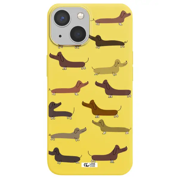 Dachshund Dogs Apple iPhone 13 Silicone canary yellow Case