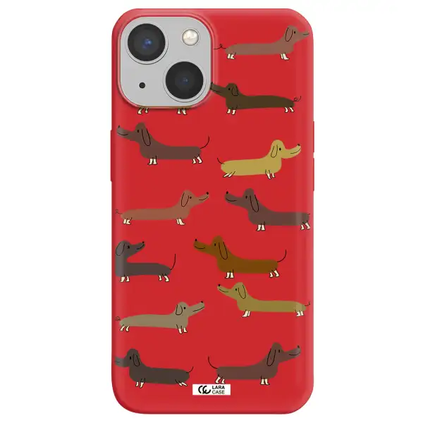 Dachshund Dogs Apple iPhone 13 Silicone Imperial Red Case