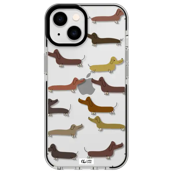 Dachshund Dogs Apple iPhone 14 impact black border Case