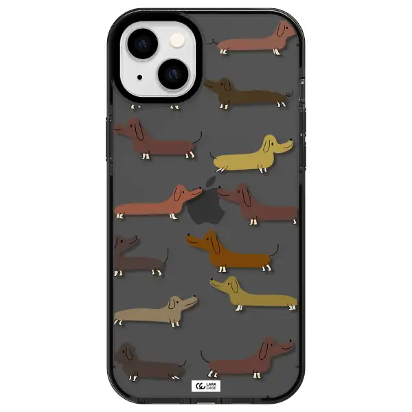 Dachshund Dogs Apple iPhone 14 plus impact Smoke Black Case