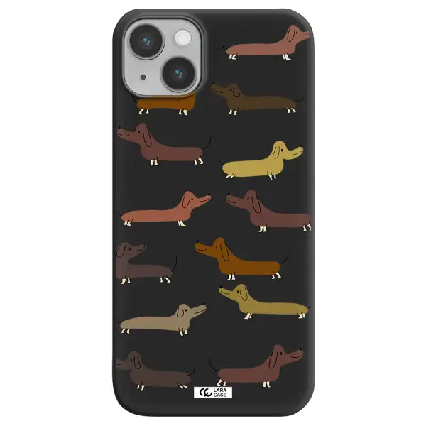 Dachshund Dogs Apple iPhone 14 plus Silicone black Case