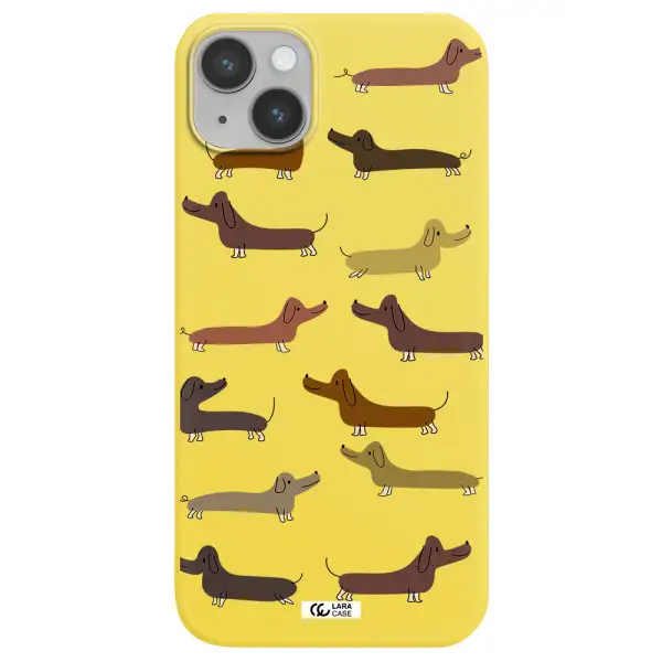Dachshund Dogs Apple iPhone 14 plus Silicone canary yellow Case