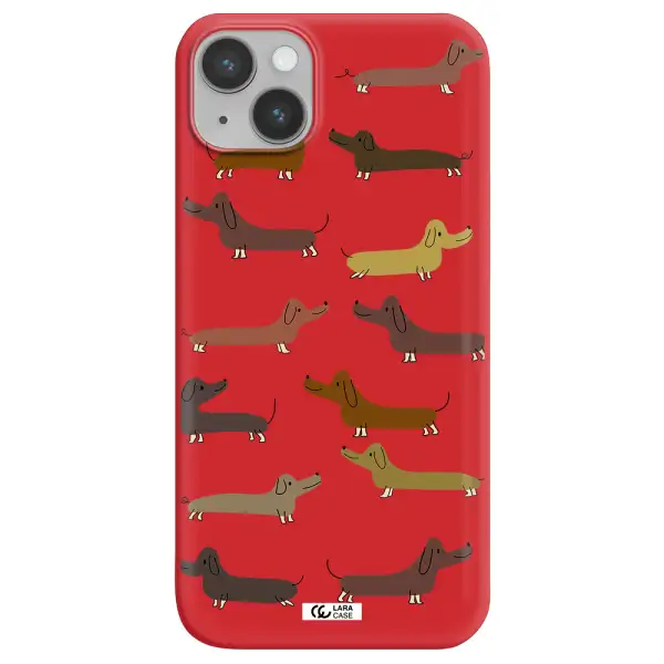 Dachshund Dogs Apple iPhone 14 plus Silicone Imperial Red Case