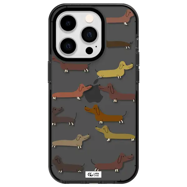 Dachshund Dogs Apple iPhone 14 pro impact Smoke Black Case