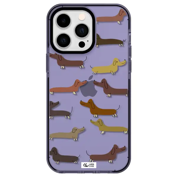 Dachshund Dogs Apple iPhone 14 pro max impact Lilac Case