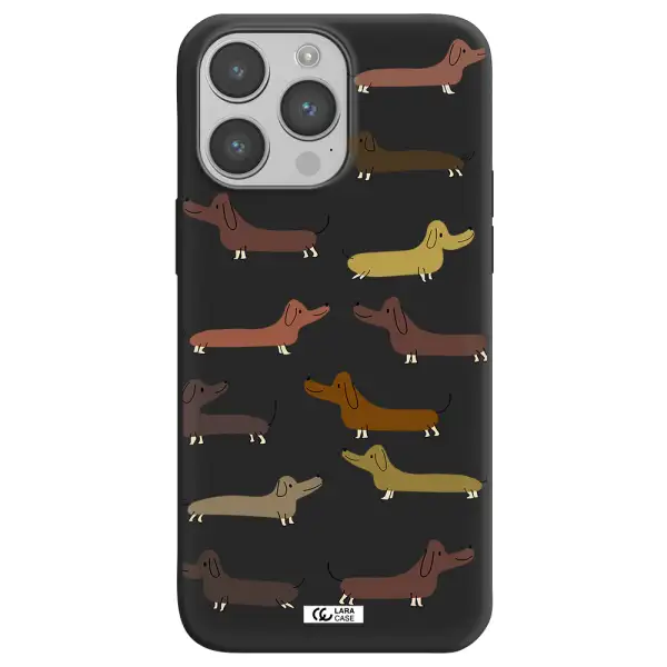 Dachshund Dogs Apple iPhone 14 pro max Silicone black Case