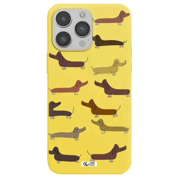 Dachshund Dogs Apple iPhone 14 pro max Silicone canary yellow Case