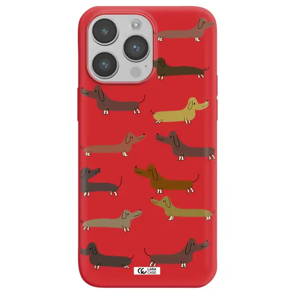 Dachshund Dogs Apple iPhone 14 pro max Silicone Imperial Red Case