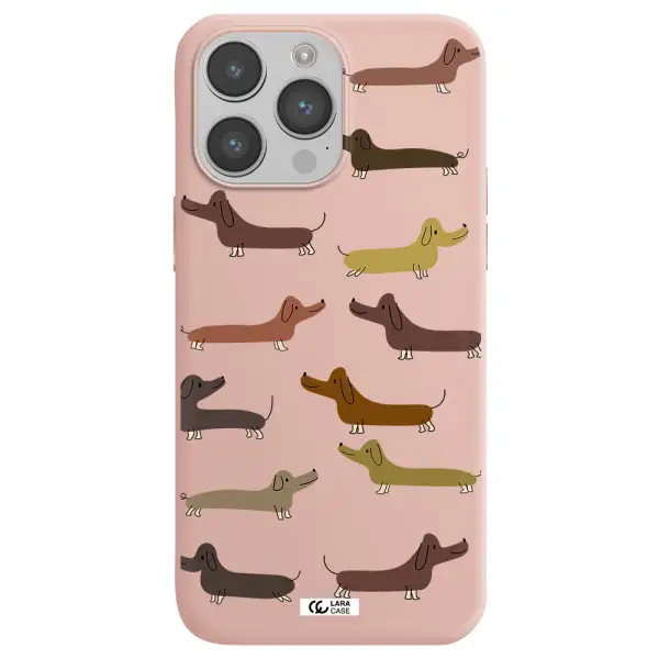 Dachshund Dogs Apple iPhone 14 pro max Silicone pastel pink Case