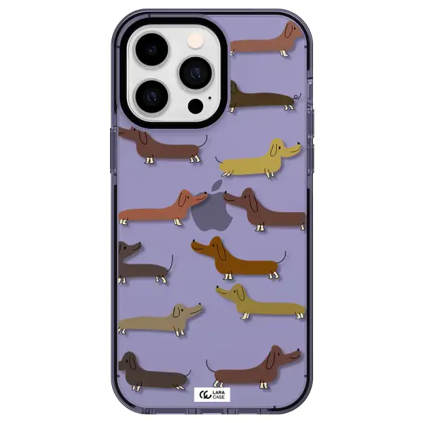 Dachshund Dogs Apple iPhone 15 Pro impact Lilac Case