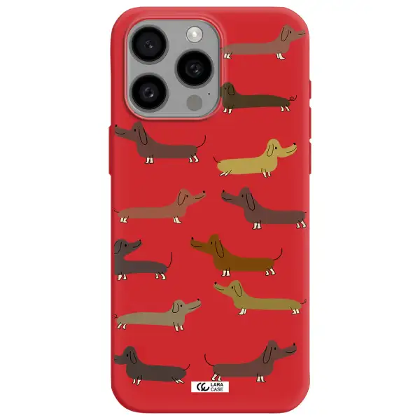 Dachshund Dogs Apple Iphone 15 Pro Max Silicone Imperial Red Case