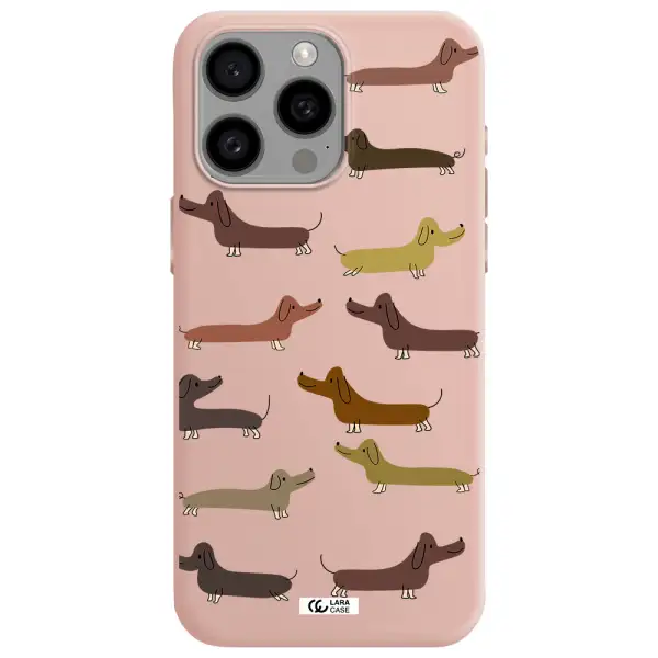 Dachshund Dogs Apple Iphone 15 Pro max Silicone pastel pink Case