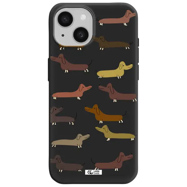 Dachshund Dogs Apple iPhone 15 Silicone black Case