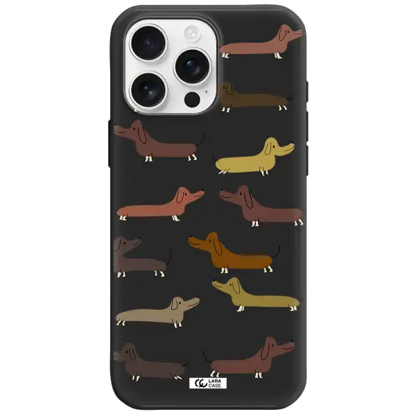 Dachshund Dogs Apple Iphone 16 Pro Max Silicone Black Case