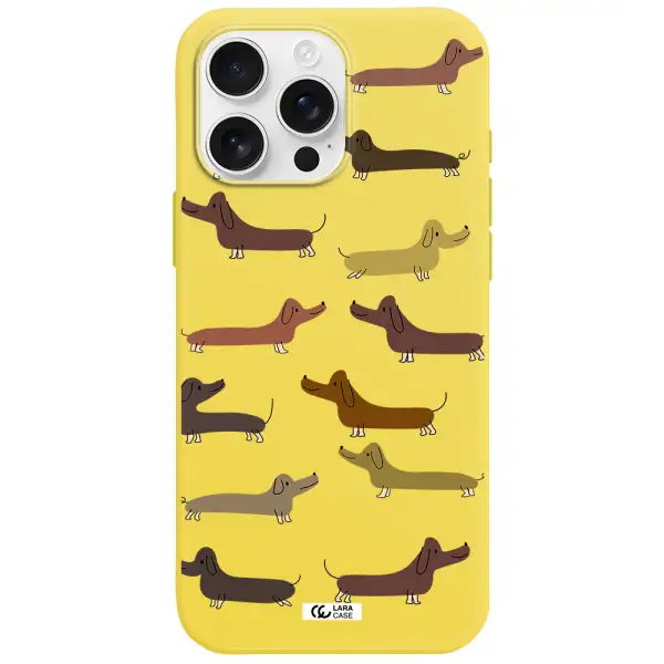 Dachshund Dogs Apple Iphone 16 Pro Max Silicone Canary Yellow Case