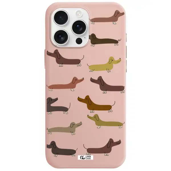 Dachshund Dogs Apple Iphone 16 Pro Max Silicone Pastel Pink Case