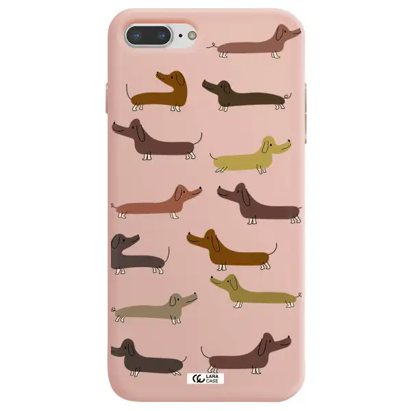 Dachshund Dogs Apple iPhone 7 plus Silicone pastel pink Case