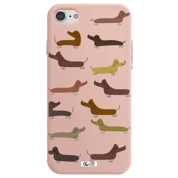 Dachshund Dogs Apple iPhone 7 Silicone pastel pink Case