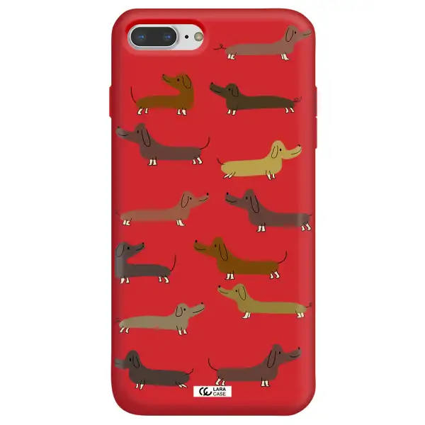Dachshund Dogs Apple iPhone 8 plus Silicone Imperial Red Case