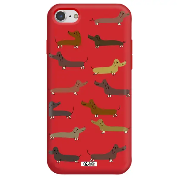 Dachshund Dogs Apple iPhone 8 Silicone Imperial Red Case