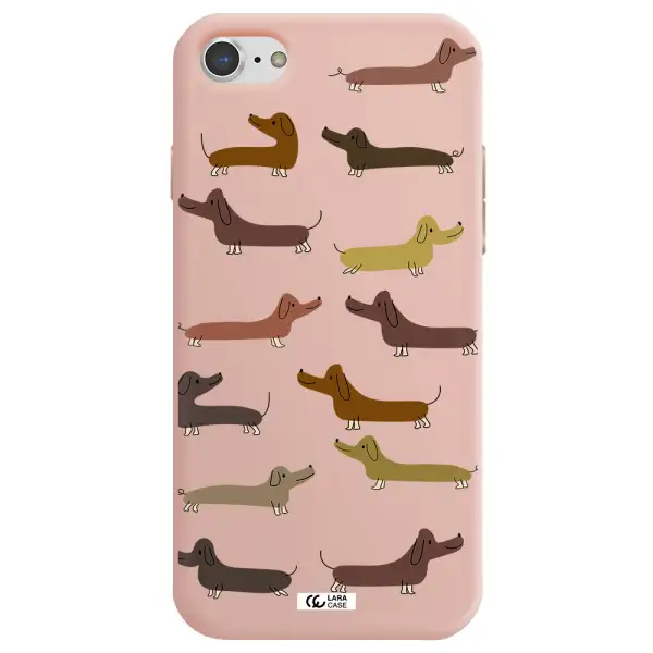 Dachshund Dogs Apple iPhone 8 Silicone pastel pink Case