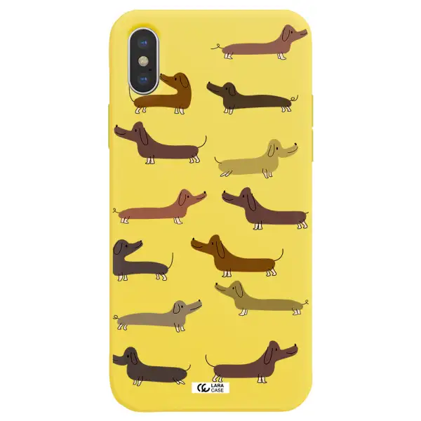 Dachshund Dogs Apple iPhone X Silicone canary yellow Case