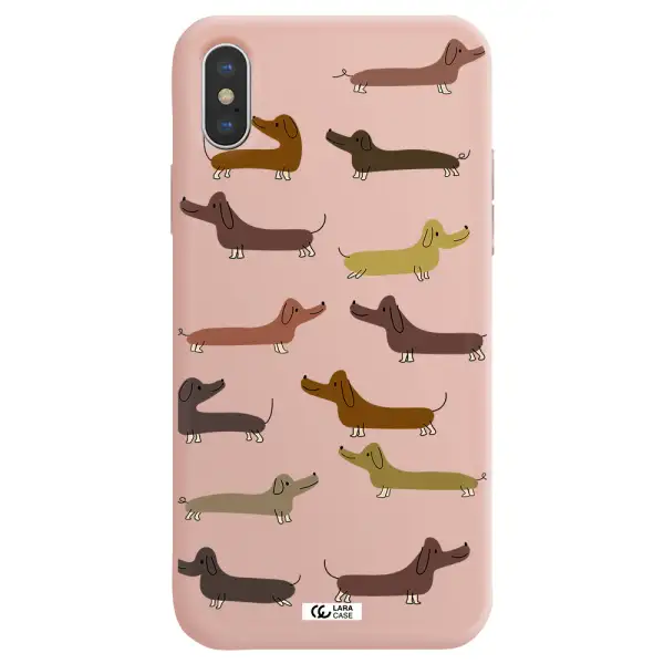Dachshund Dogs Apple iPhone X Silicone pastel pink Case