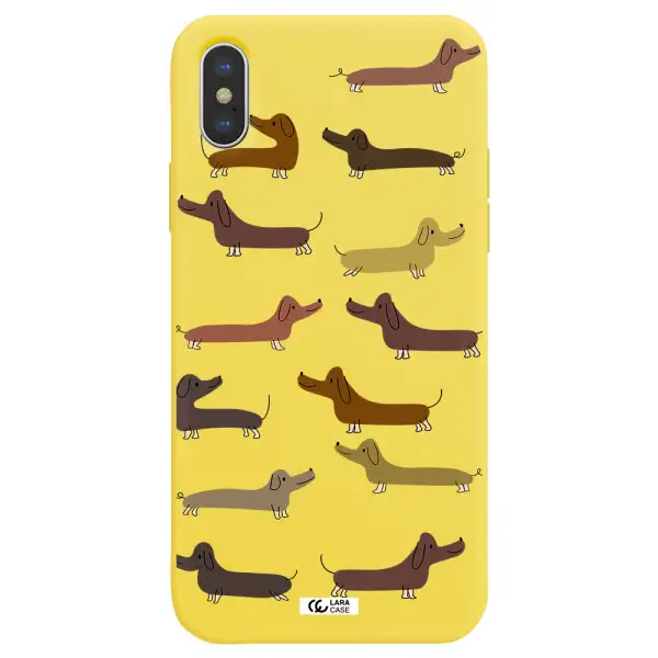 Dachshund Dogs Apple iPhone XS Silicone canary yellow Case