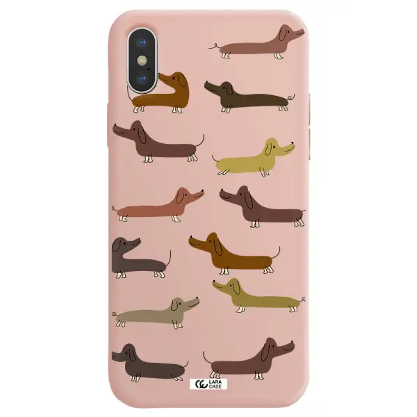 Dachshund Dogs Apple iPhone XS Silicone pastel pink Case