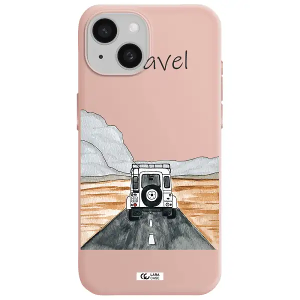 Off-Road Travel Apple Iphone 15 Silicone Pastel Pink Case
