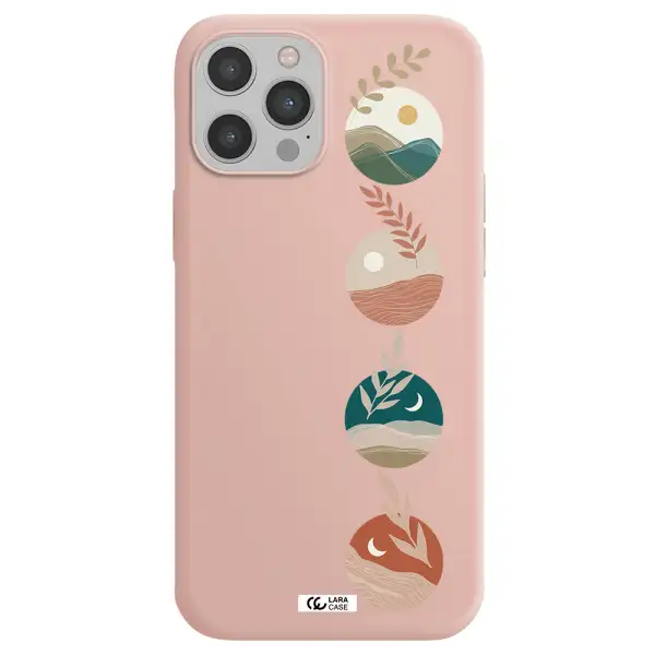 Natural Landscape Apple iPhone 12 pro max Silicone pastel pink Case