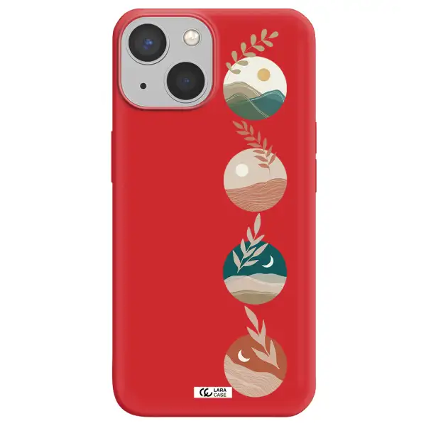Natural Landscape Apple iPhone 13 Silicone Imperial Red Case