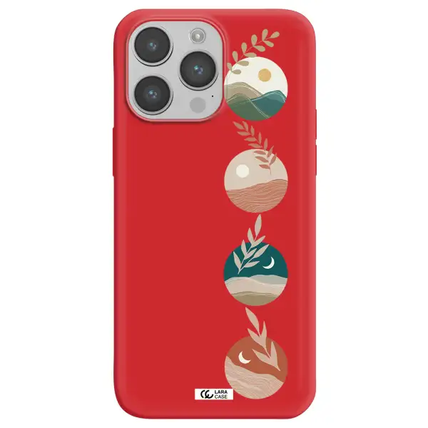 Natural Landscape Apple iPhone 14 pro max Silicone Imperial Red Case