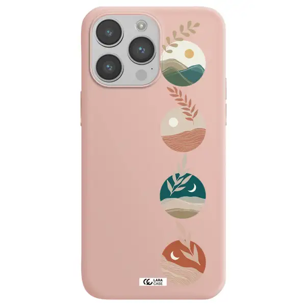 Natural Landscape Apple iPhone 14 pro max Silicone pastel pink Case