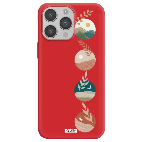 Natural Landscape Apple iPhone 14 pro Silicone Imperial Red Case