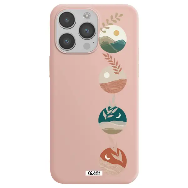 Natural Landscape Apple iPhone 14 pro Silicone pastel pink Case