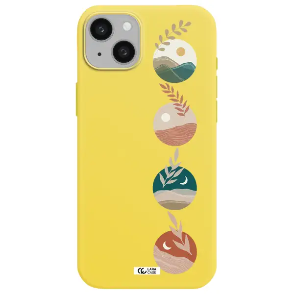 Natural Landscape Apple iphone 15 plus Silicone canary yellow Case