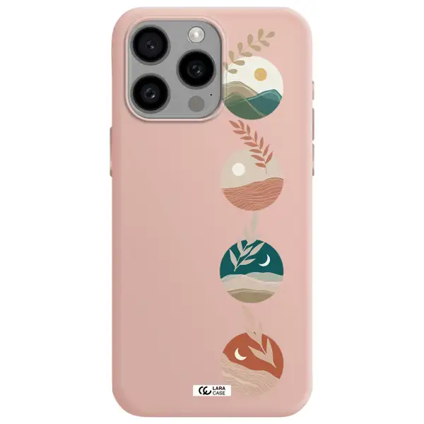 Natural Landscape Apple Iphone 15 Pro max Silicone pastel pink Case