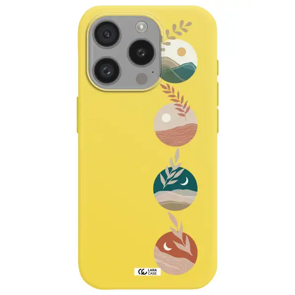 Natural Landscape Apple Iphone 15 Pro Silicone Canary Yellow Case